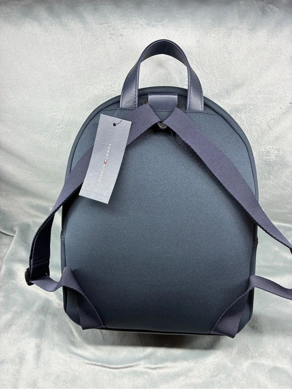 Tommy Hilfiger Navy Backpack with Red Logo and Tricolor Stripe